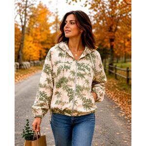 Maje Palm Tree Print Jacket with hood Size 38 (M)
